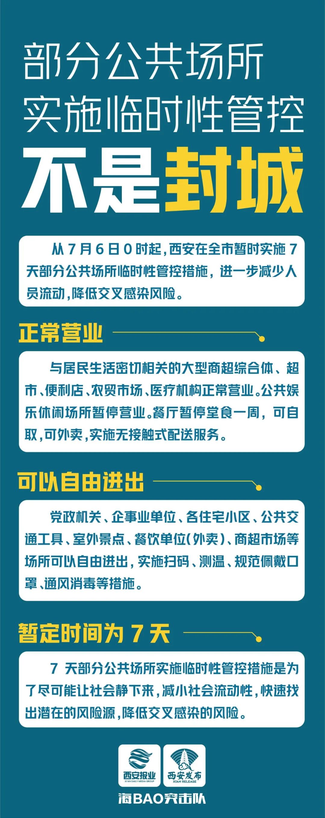 西安：部分公共场所实施7天临时性管控，不是“封城”